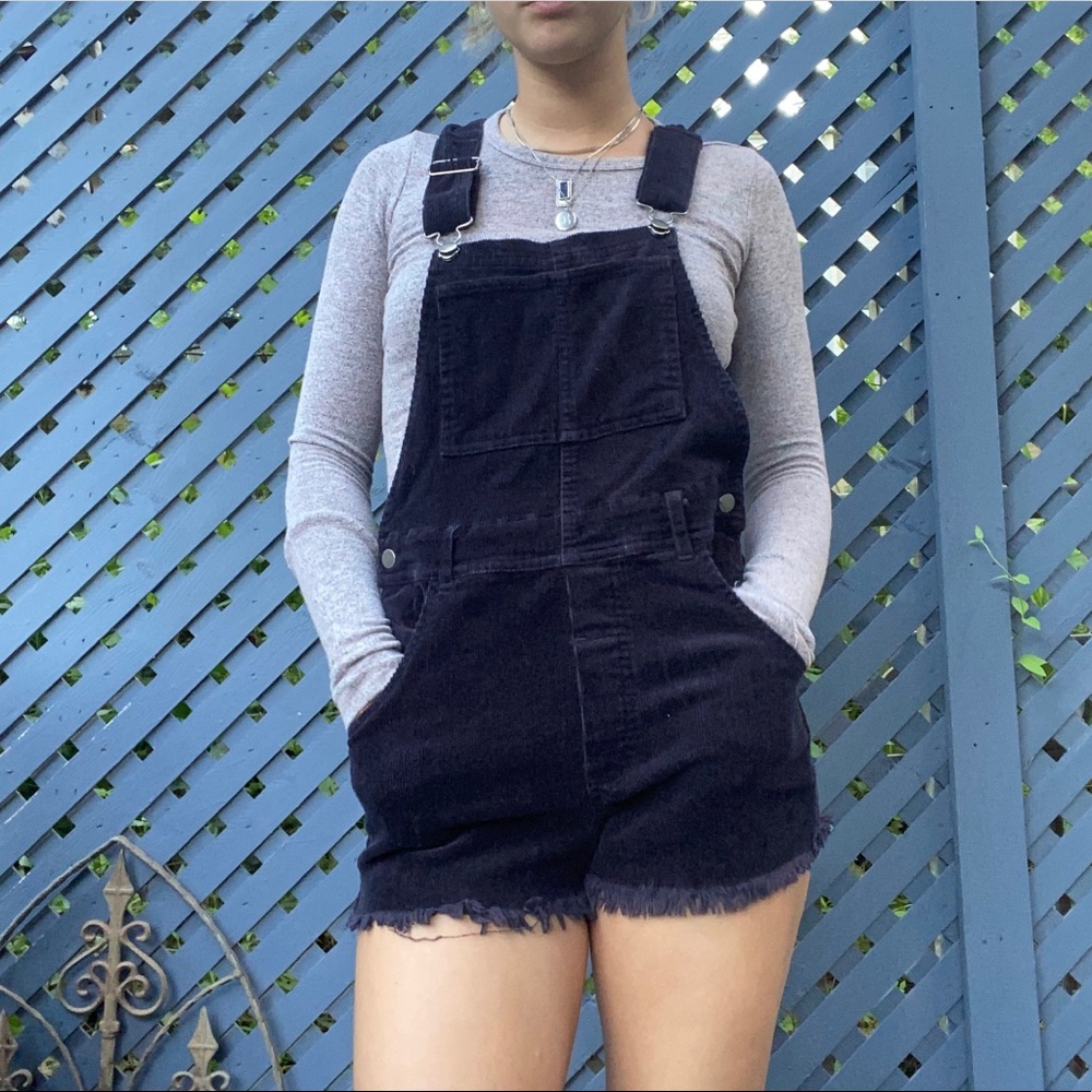Brandy Melville Black Cordoroy Overalls